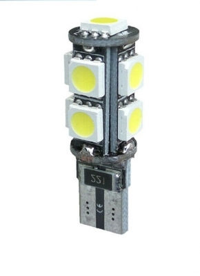 T10 LED Can Bus 9 SMD 5050 12V Κόκκινο 1 Τεμάχιο