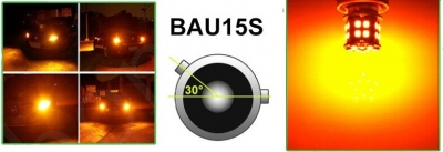 Λαμπτήρας LED BAU15S (1156) 30 SMD 12V Πορτοκαλί 1 Τεμάχιο