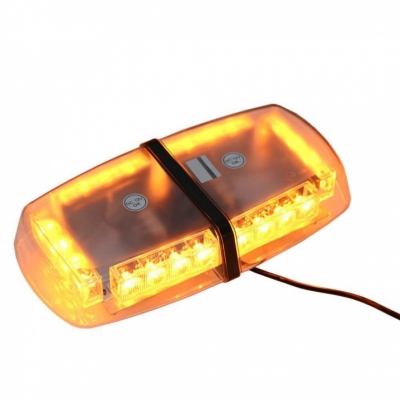 LED Φάρος Πορτοκαλί 12V / 24V Με Μαγνήτη 48 LED μέ Διάφανο  Γυαλί